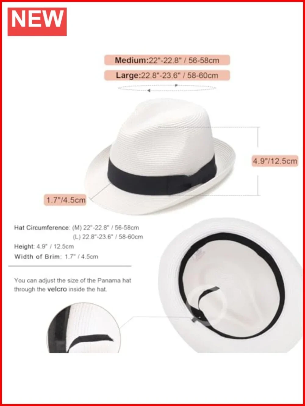 Women Straw Sun Hat Short Brim Panama Fedora UPF 50+ Beach Travel